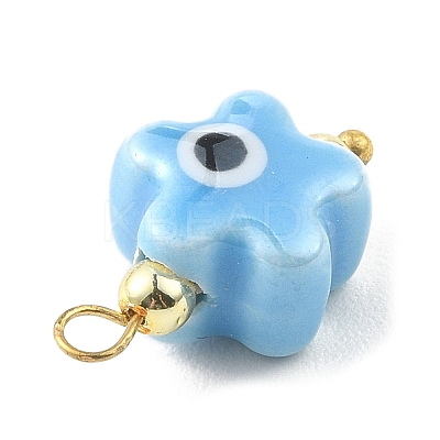 Star Shaped Evil Eye Glazed Porcelain Pendants PALLOY-JF02213-1