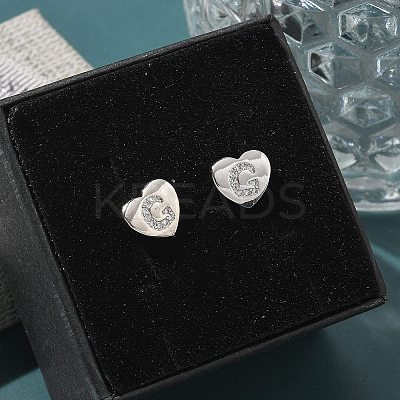 Rack Plating Brass Micro Pave Clear Cubic Zirconia Stud Earrings EJEW-K299-01P-G-1