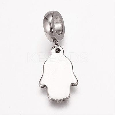 Tarnish Resistant 304 Stainless Steel European Dangle Charms OPDL-K001-05AS-1