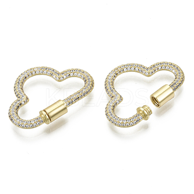 Brass Micro Pave Cubic Zirconia Screw Carabiner Lock Charms ZIRC-N039-006A-NF-1