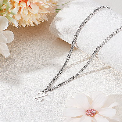 1Pc 304 Stainless Steel Letter Pendant Necklaces NJEW-LP0001-33Z-P-1
