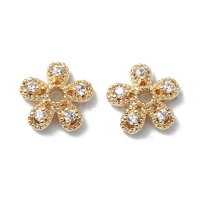 Brass Micro Pave Cubic Zirconia Bead Cap KK-A194-12G-1