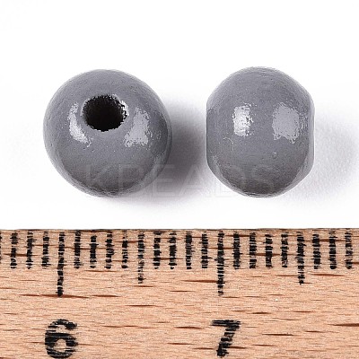 Spray Painted Round Natural Schima Wood Beads WOOD-A018-8mm-11-1