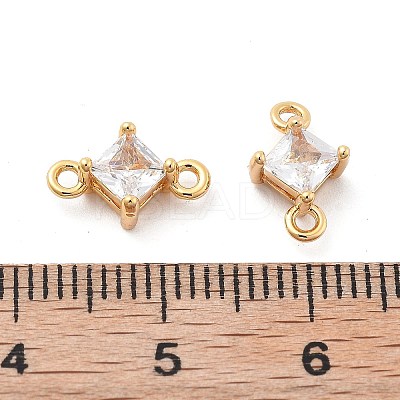 Brass Clear Cubic Zirconia Connector Charms KK-G516-09G-1