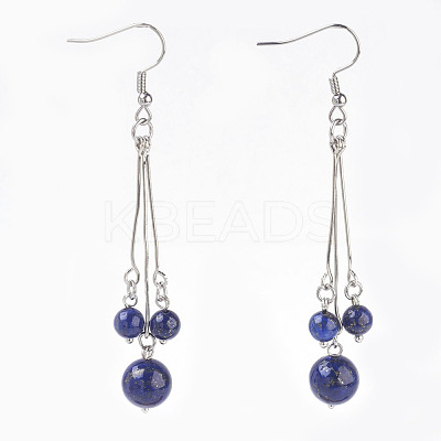 Natural Lapis Lazuli Dangle Earrings EJEW-JE02813-05-1