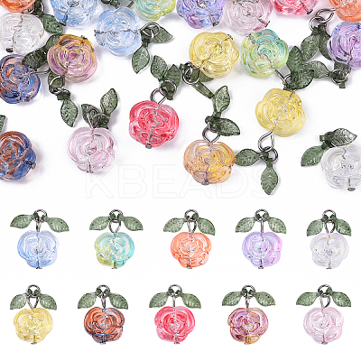20Pcs 10 Colors Glass Pendants PALLOY-YW00082-1