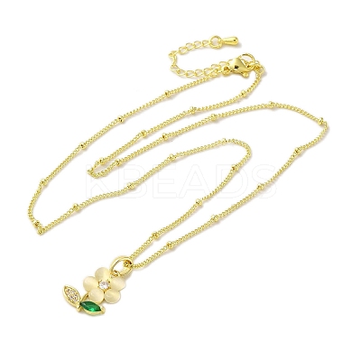 Brass Micro Pave Cubic Zirconia Pendant Necklaces for Women NJEW-E106-21G-1