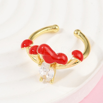 Brass Micro Pave Cubic Zirconia Cuff Rings for Women RJEW-F182-07G-1