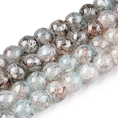 Drawbench Crackle Glass Beads Strands GLAA-N006-8mm-02-1