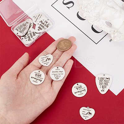 12Pcs 6 Styles 201 Stainless Steel Pendants STAS-AR0001-58-1