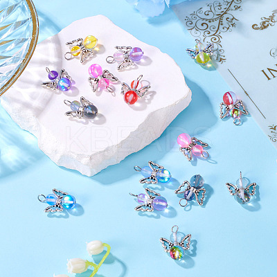 20Pcs Transparent Glass Pendants PALLOY-TAC0163-1