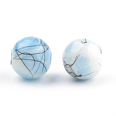 Drawbench & Baking Paint Glass Beads Strands GLAA-S176-16mm-07-1