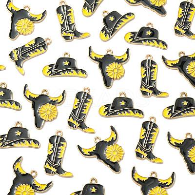 30Pcs 3 Styles Western Cowboy Theme Alloy Enamel Pendants ENAM-FS0003-89-1