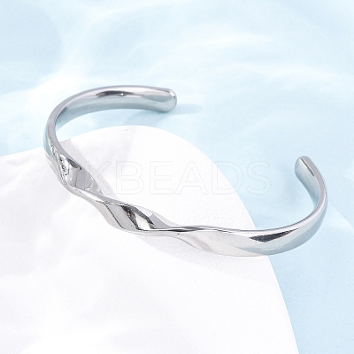 304 Stainless Steel Cuff Bangles for Women BJEW-D361-03P-1