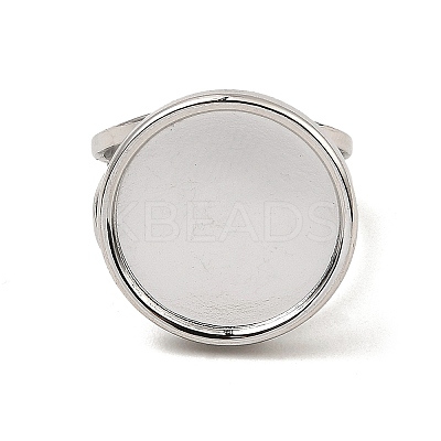 Non-Tarnish 304 Stainless Steel Open Cuff Pad Ring Settings RJEW-Z018-41P-1