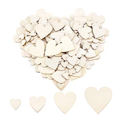 4 Styles Unfinished Wooden Heart Decoration Sheet WOOD-PH0003-27-1