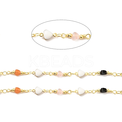 Natural Mixed Gemstone Heart Beaded Chains CHC-C025-08G-1