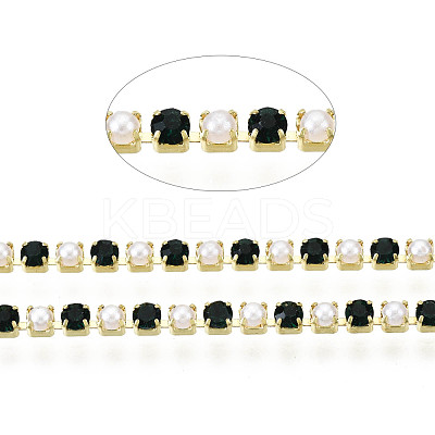 Brass Rhinestone Strass Chains CHC-N017-001A-A13-1
