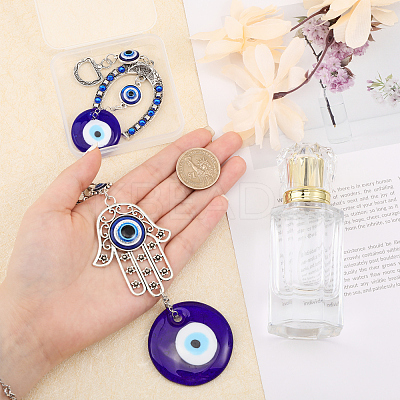 2Pcs 2 Style Hamsa Hand/Hand of Miriam/Horse Shoe Pendant Decorations AJEW-CA0003-50-1