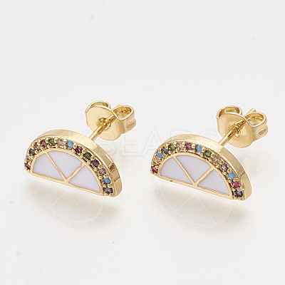 Brass Cubic Zirconia Stud Earrings EJEW-S201-172C-1