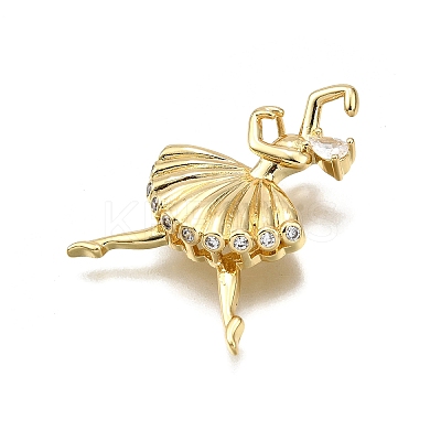 Rack Plating Brass Micro Pave Cubic Zirconia Pendants KK-D343-14G-D-1