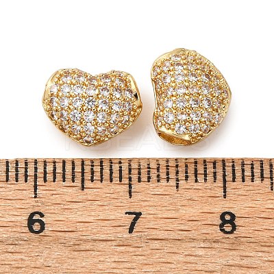Brass Micro Pave Cubic Zirconia Beads KK-F895-05G-1