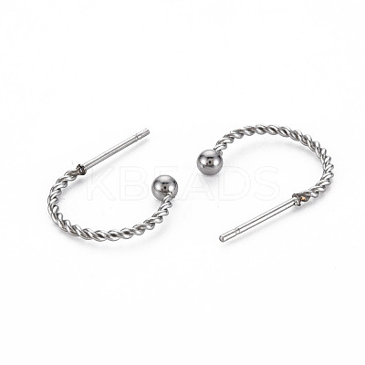 Non-Tarnish 304 Stainless Steel C-shape Stud Earrings EJEW-N016-013-NR-1