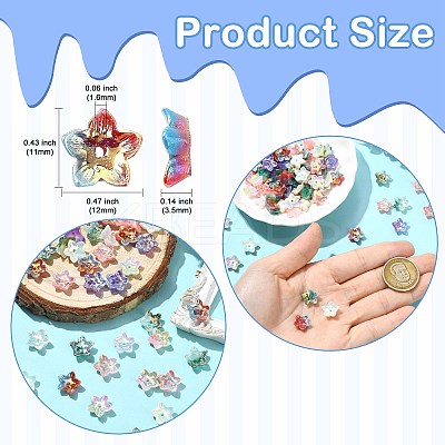 100Pcs 6 Colors Electroplate Two Tone Transparent Resin Beads RESI-CJ0005-28-1