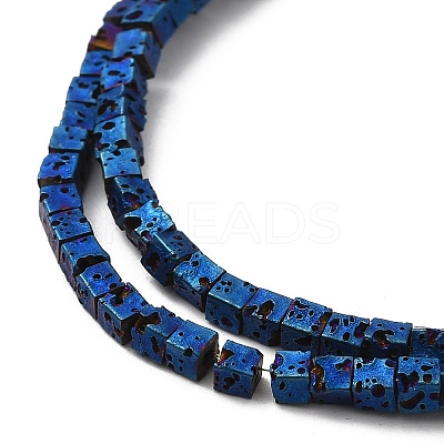 Electroplated Natural Lava Rock Beads Strands G-Q1009-B01-02-1