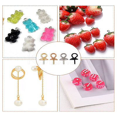 24Pcs 4 Colors 304 Stainless Steel Cup Pearl Peg Bails Pin Pendants STAS-LP0005-19-1