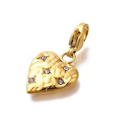 Heart 304 Stainless Steel Rhinestones Pendant Decorations STAS-R159-50G-05-1