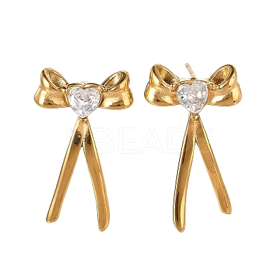 304 Stainless Steel Micro Pave Clear Cubic Zirconia Stud Earrings EJEW-I318-01G-05-1
