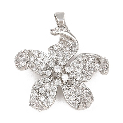 Brass Micro Pave Cubic Zirconia Pendants KK-K418-01A-P-1