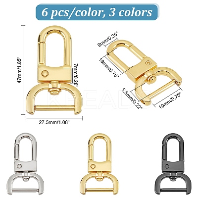 6pcs 3 colors Zinc Alloy Swivel Lobster Claw Clasps FIND-PH0008-62B-1