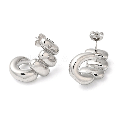 Non-Tarnish 304 Stainless Steel Twist Stud Earrings EJEW-K244-41P-1
