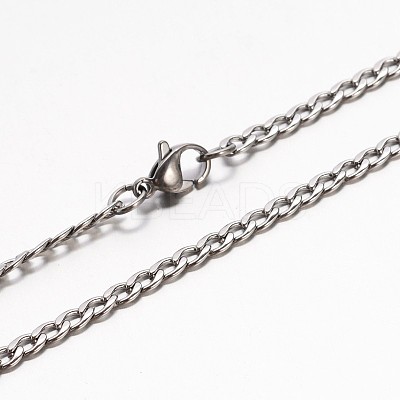 Boy's 304 Stainless Steel Curb Chain Necklaces NJEW-E026-13-1
