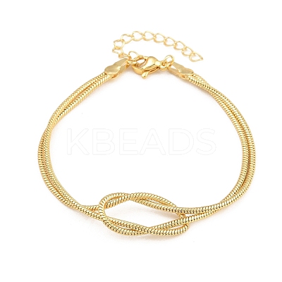 Brass Round Snake Chain Knot 2-Strand Bracelets for Women KK-CBA68DA-17C-G-1
