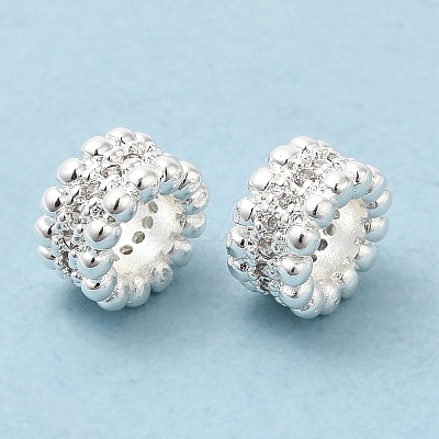 Rack Plating Brass Cubic Zirconia European Beads KK-R147-05S-1