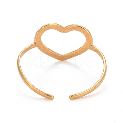 Ion Plating(IP) 304 Stainless Steel Open Heart Cuff Ring for Women RJEW-C025-23G-1