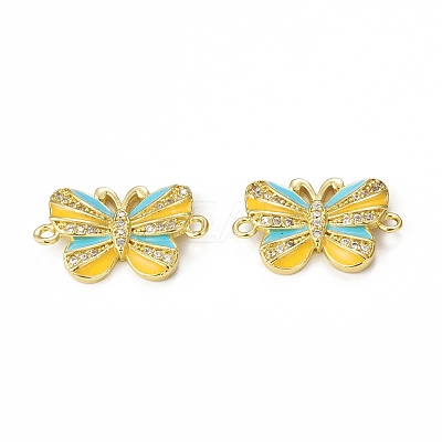 Brass Micro Pave Cubic Zirconia Connector Charms KK-E068-VB407-3-1