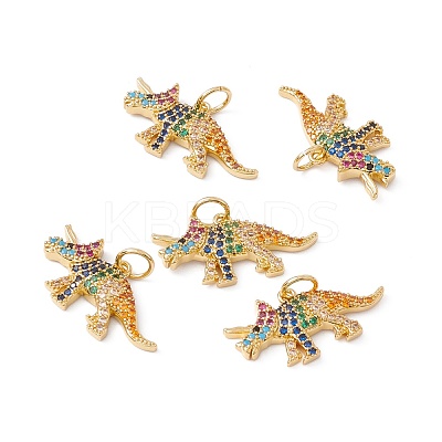 Rack Plating Brass Micro Pave Colorful Cubic Zirconia Pendants ZIRC-C040-48C-G-1
