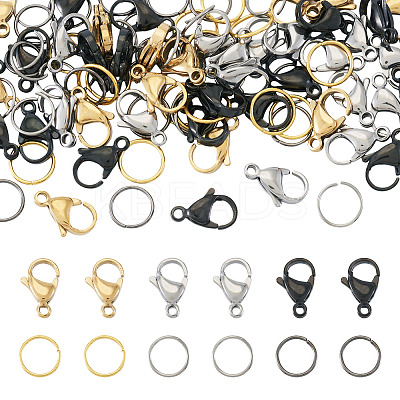 60Pcs 304 Stainless Steel Lobster Claw Clasps STAS-TA0001-46C-1