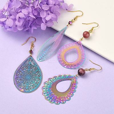 24Pcs 12 Style Ion Plating(IP) 201 Stainless Steel Filigree Pendants STAS-SZ0002-18-1