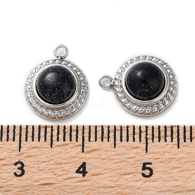 Synthetic Blue Goldstone Half Round Charms STAS-L022-399P-02-1