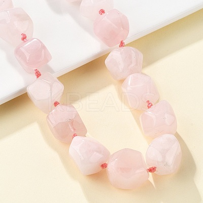 Natural Rose Quartz Nuggets Beaded Necklaces for Women Men NJEW-K388-01A-1
