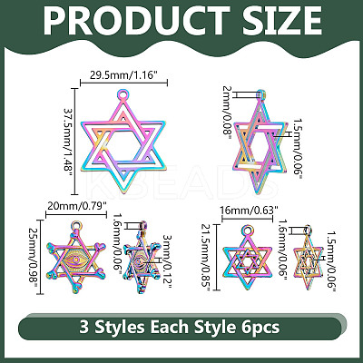 18Pcs 3 Styles Alloy & 304 Stainless Steel Pendants DIY-AR0004-53-1