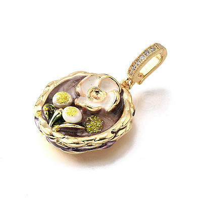 Brass Micro Pave Cubic Zirconia & Enamel Pendants KK-R222-09G-01-1