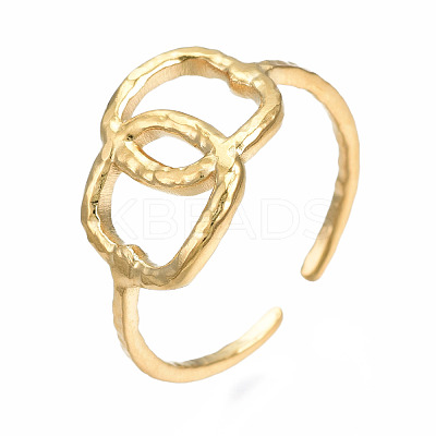 304 Stainless Steel Interlocking Oval Open Cuff Ring RJEW-T023-79G-1