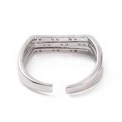 Clear Cubic Zirconia Triple Line Open Cuff Ring RJEW-E072-09P-1