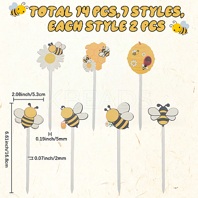 14Pcs Wooden Cake Toppers Decorations DIY-CN0005-56A-1